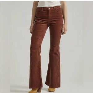 Wrangler Women Fierce Flare Corduroy Pants Brown Sz 14 Retro 70s XL Western Chic